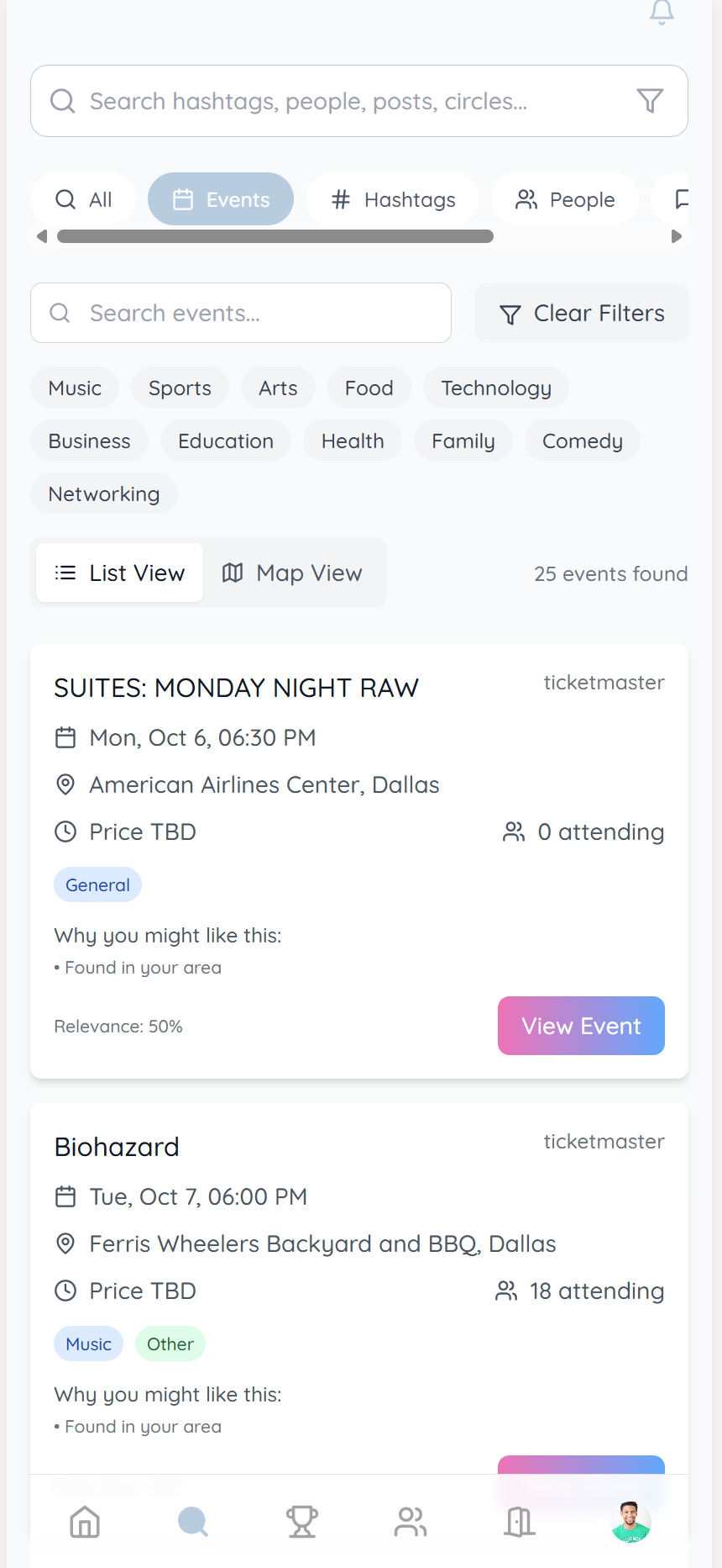 Events List